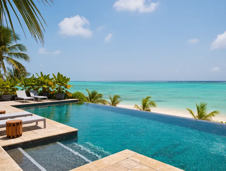Private infinity pool overlooking the Caribbean Sea